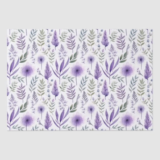 水かわいらし色フローララベンダーパープルボタニカル 薄葉紙 (正面)