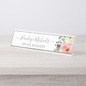 水かわいらし色フローラ名とタイトル デスクネームプレート (正面)