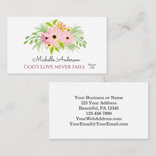 水かわいらし色フローラ感動的聖なる書物、 経典 名刺 (正面/裏面)