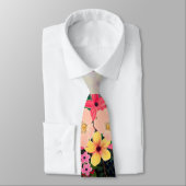水かわいらし色フローラ白黒グラデーションデザイン ネクタイ (タイ)