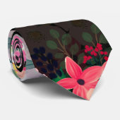 水かわいらし色フローラ白黒グラデーションデザイン ネクタイ (ロール)