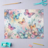 水かわいらし色フローラ蝶 薄葉紙 (クラフト)