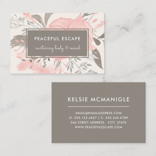 水かわいらし色フローラ赤面とトープ 名刺 (正面/裏面)