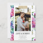 水かわいらし色フローラ金ゴールドテープ2写真結婚 招待状 (正面)