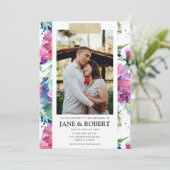 水かわいらし色フローラ金ゴールドテープ2写真結婚 招待状 (スタンド正面)