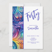 水かわいらし色フローラ40th誕生日招待状 招待状 (正面)