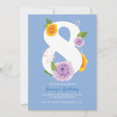 水かわいらし色フローラ8thバースデーパーティー招待状 セーブザデート (正面)