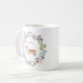 水かわいらし色フローラ |かわいいコルギ犬 コーヒーマグカップ (正面左)