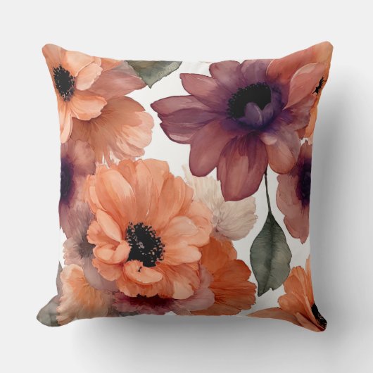 水かわいらし色フローラ クッション (正面)