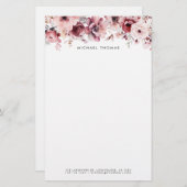 水かわいらし色ブルゴーニュと赤面の花 便箋 (正面/裏面)