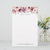 水かわいらし色ブルゴーニュと赤面の花 便箋 (スタンド正面)