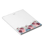 水かわいらし色ブルゴーニュと青の花 ノートパッド (アングル)