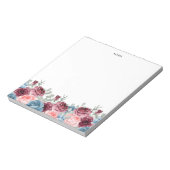 水かわいらし色ブルゴーニュと青の花 ノートパッド (回転)