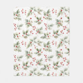 水かわいらし色ホリーとベリー フリースブランケット (正面)