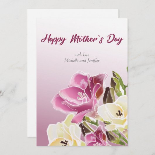 水かわいらし色マザーズデイフラットホリデーカード シーズンカード (正面/裏面)