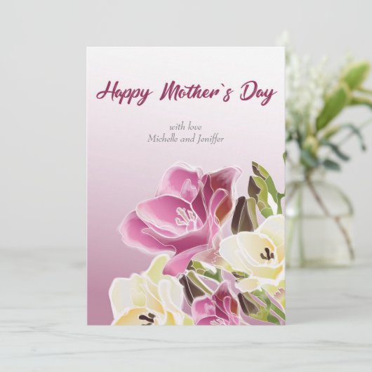 水かわいらし色マザーズデイフラットホリデーカード シーズンカード (スタンド正面)