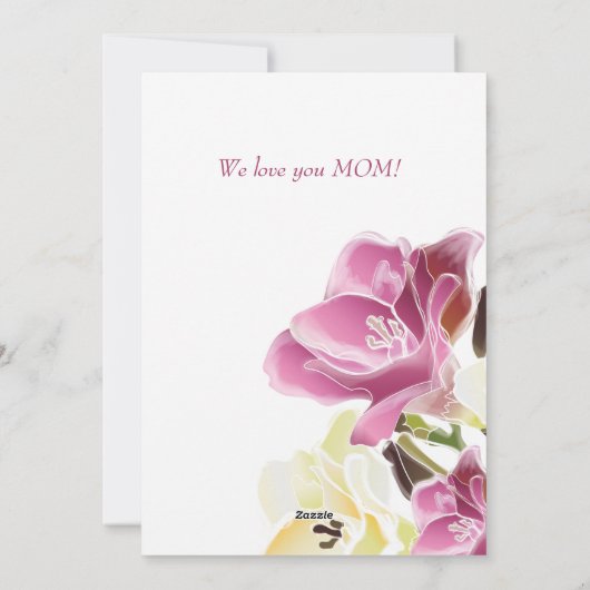 水かわいらし色マザーズデイフラットホリデーカード シーズンカード (裏面)