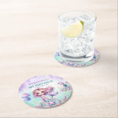 水かわいらし色マーメイド水色パープルティール（緑がかった色） ラウンドペーパーコースター (インサイチュ)