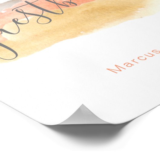 水かわいらし色ミニマル結婚リストゲストサイン ポスター (角)