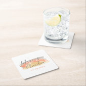 水かわいらし色ミニマル結婚リスト スクエアペーパーコースター (インサイチュ)