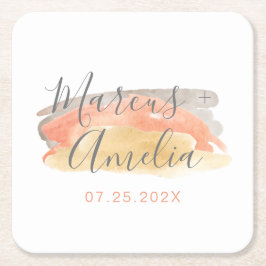 水かわいらし色ミニマル結婚リスト スクエアペーパーコースター