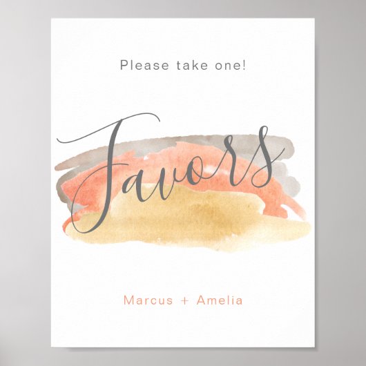 水かわいらし色ミニマル結婚式の引き出物標識 ポスター (正面)