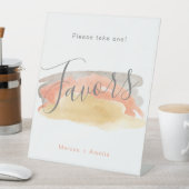 水かわいらし色ミニマル結婚式の引き出物 台座サイン (インサイチュ)