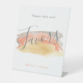 水かわいらし色ミニマル結婚式の引き出物 台座サイン (正面)