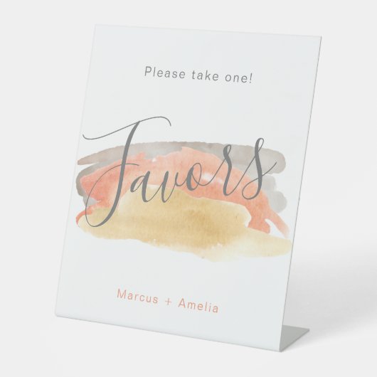 水かわいらし色ミニマル結婚式の引き出物 台座サイン (正面)