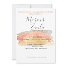 水かわいらし色ミニマル結婚式招待状