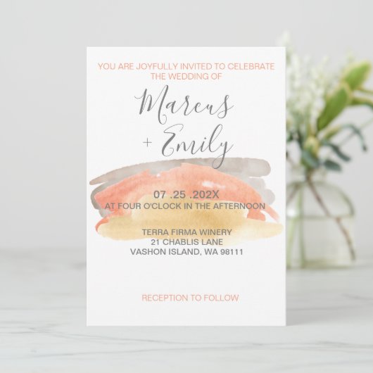 水かわいらし色ミニマル結婚式招待状 招待状 (スタンド正面)