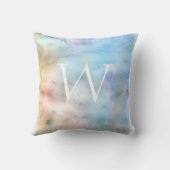 水かわいらし色モノグラム青カスタム色 クッション (裏面)