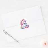 水かわいらし色ユニコーンステッカー ラウンドシール (封筒)