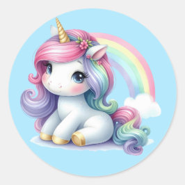 水かわいらし色ユニコーンステッカー ラウンドシール