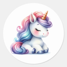 水かわいらし色ユニコーンステッカー ラウンドシール