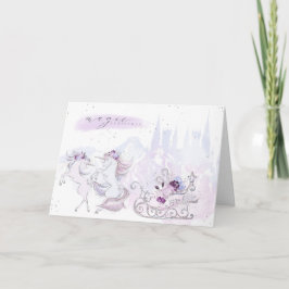 水かわいらし色ユニコーンピンク&シルバーアクセント シーズンカード