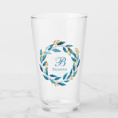水かわいらし色リース – モノグラム タンブラーグラス (正面)