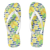 水かわいらし色レモンの青いストライプ夏 ビーチサンダル (フットベッド)