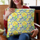 水かわいらし色レモンの青ストライプい クッション