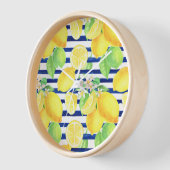 水かわいらし色レモンの青ストライプい 壁時計 (傾斜)