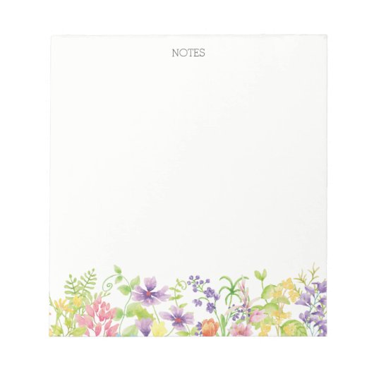水かわいらし色ワイルドフラワーカスタムズ ノートパッド (正面)