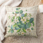 水かわいらし色ワイルドフラワーズモノグラムアイボリー クッション (ブランケット)