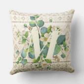 水かわいらし色ワイルドフラワーズモノグラムアイボリー クッション (裏面)
