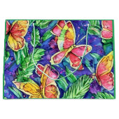 水かわいらし色子供の誕生日蝶 ラージペーパーバッグ (正面)