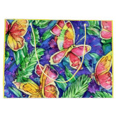 水かわいらし色子供の誕生日蝶 ラージペーパーバッグ (裏面)