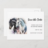 水かわいらし色彩の鮮やか色の馬の日付を保存 インビテーションポストカード (正面/裏面)