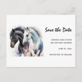 水かわいらし色彩の鮮やか色の馬の日付を保存 インビテーションポストカード (正面)