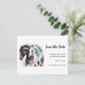 水かわいらし色彩の鮮やか色の馬の日付を保存 インビテーションポストカード (スタンド正面)