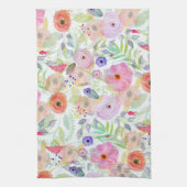 水かわいらし色手の絵を描抽象芸術フローラ キッチンタオル (縦)