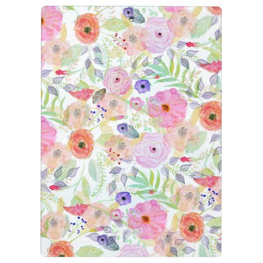 水かわいらし色手の絵を描抽象芸術フローラ クリップボード (裏面)